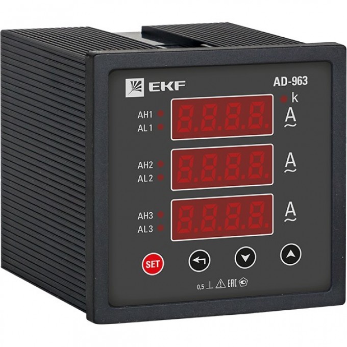 Амперметр EKF PROXIMA цифровой на панель (96х96) трехфазный ad-963 Амперметр EKF PROXIMA цифровой на панель (96х96) трехфазный ad-963