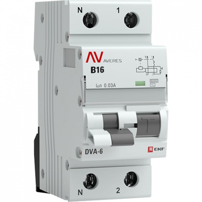Автомат дифференциальный EKF AVERES DVA-6 1P+N 25А (C) 30мА (A) 6кА rcbo6-1pn-25C-30-a-av Автомат дифференциальный EKF AVERES DVA-6 1P+N 25А (C) 30мА (A) 6кА rcbo6-1pn-25C-30-a-av