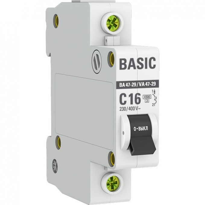 Автоматический выключатель EKF BASIC 1P 16А (C) 4,5кА ВА 47-29 mcb4729-1-16C Автоматический выключатель EKF BASIC 1P 16А (C) 4,5кА ВА 47-29 mcb4729-1-16C