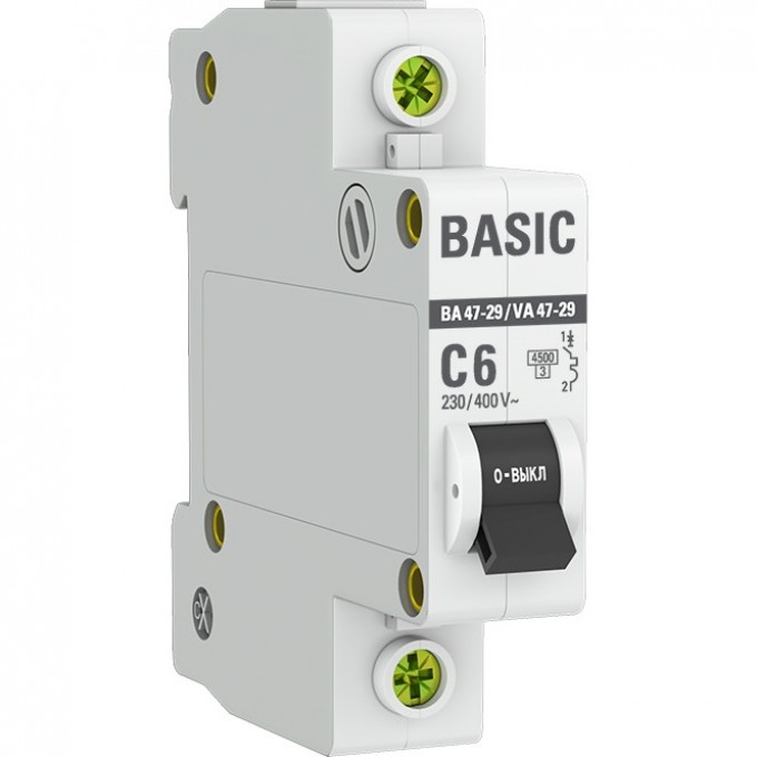 Автоматический выключатель EKF BASIC 1P 6А (C) 4,5кА ВА 47-29 EЭ mcb4729-1-06C Автоматический выключатель EKF BASIC 1P 6А (C) 4,5кА ВА 47-29 EЭ mcb4729-1-06C