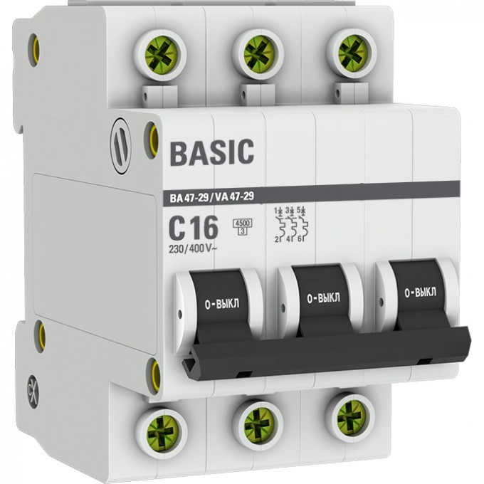 Автоматический выключатель EKF BASIC 3P 16А (C) 4,5кА ВА 47-29 mcb4729-3-16C Автоматический выключатель EKF BASIC 3P 16А (C) 4,5кА ВА 47-29 mcb4729-3-16C