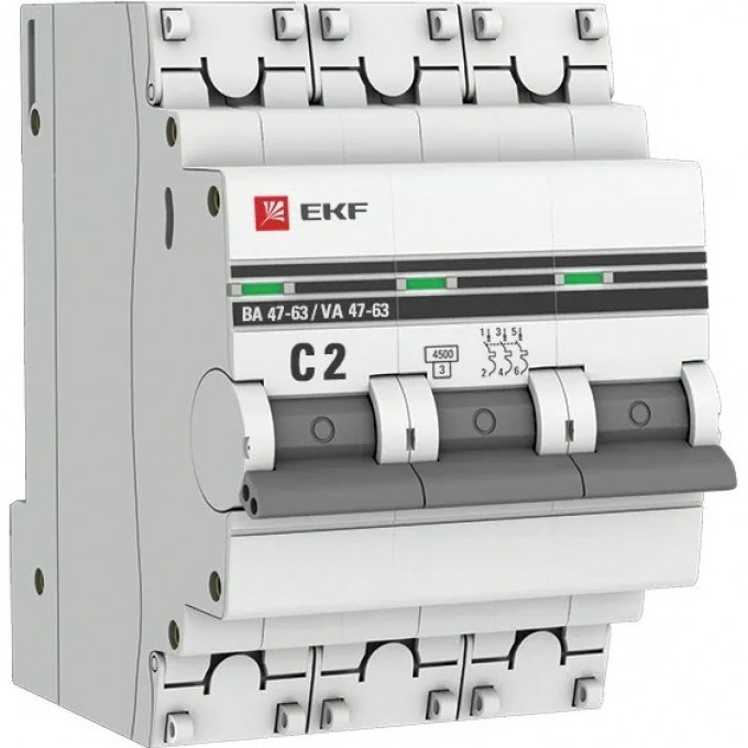 Автоматический выключатель EKF PROXIMA 3P 2А (C) 4,5kA ВА 47-63 mcb4763-3-02C-pro Автоматический выключатель EKF PROXIMA 3P 2А (C) 4,5kA ВА 47-63 mcb4763-3-02C-pro