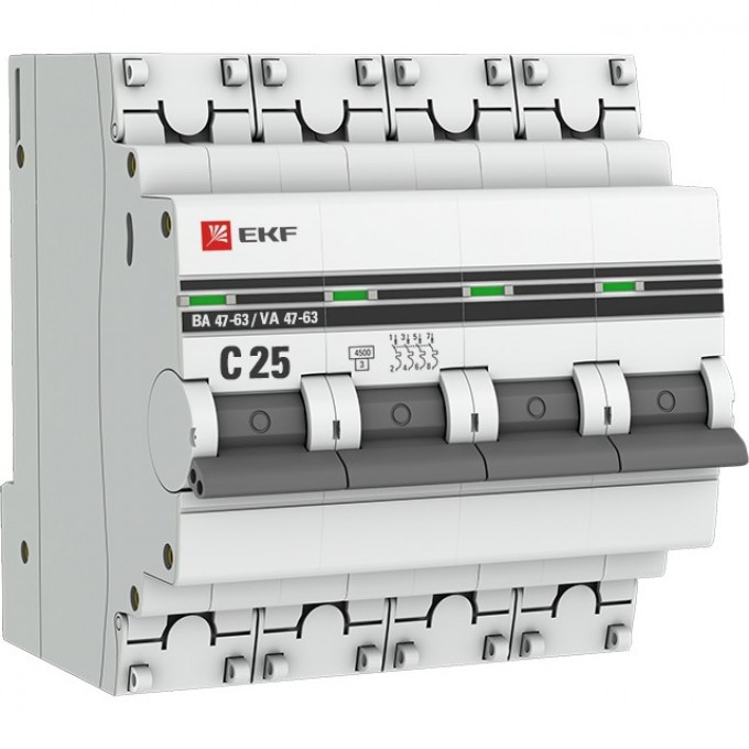 Автоматический выключатель EKF PROXIMA 4P 25А (C) 4,5kA ВА 47-63 mcb4763-4-25C-pro Автоматический выключатель EKF PROXIMA 4P 25А (C) 4,5kA ВА 47-63 mcb4763-4-25C-pro