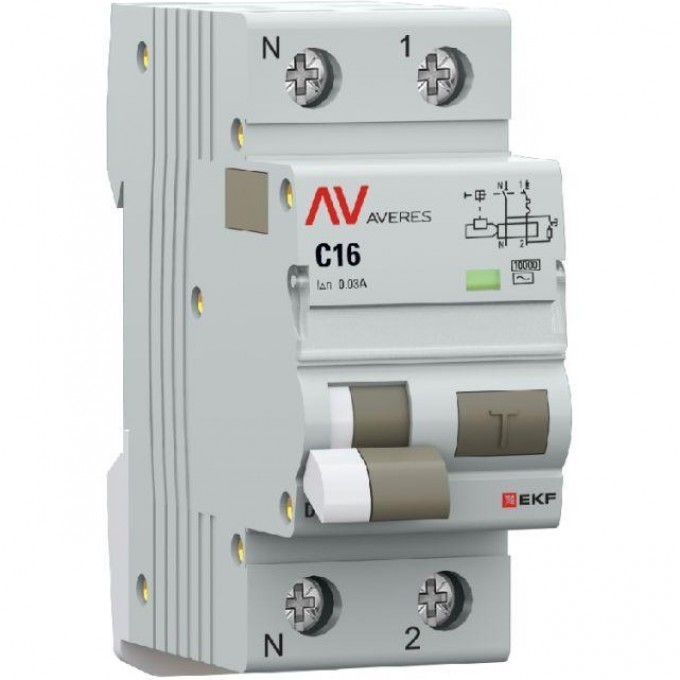 Дифференциальный автомат EKF DVA-10 1P+N, 16А (C), 30мА (AC), 10кА, AVERES rcbo10-1pn-16C-30-ac-av Дифференциальный автомат EKF DVA-10 1P+N, 16А (C), 30мА (AC), 10кА, AVERES rcbo10-1pn-16C-30-ac-av
