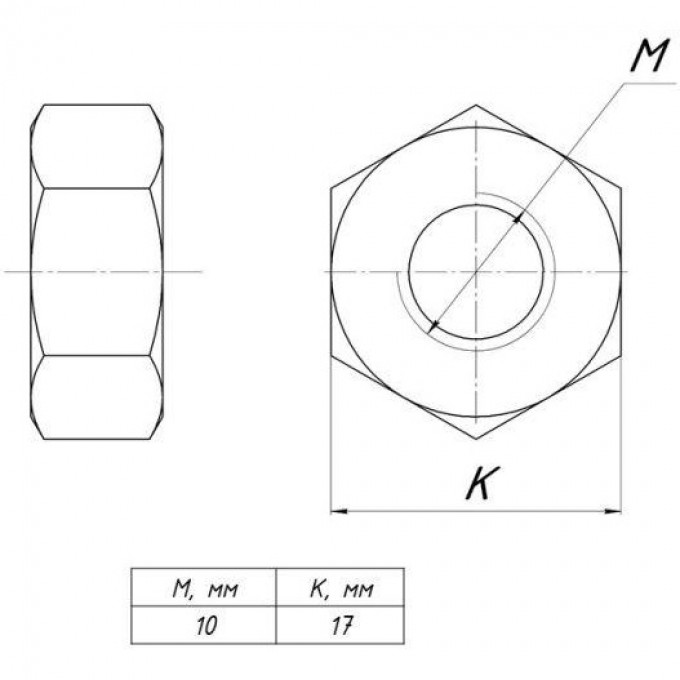 Гайка шестигранная EKF М10 g6grm10 Гайка шестигранная EKF М10 g6grm10