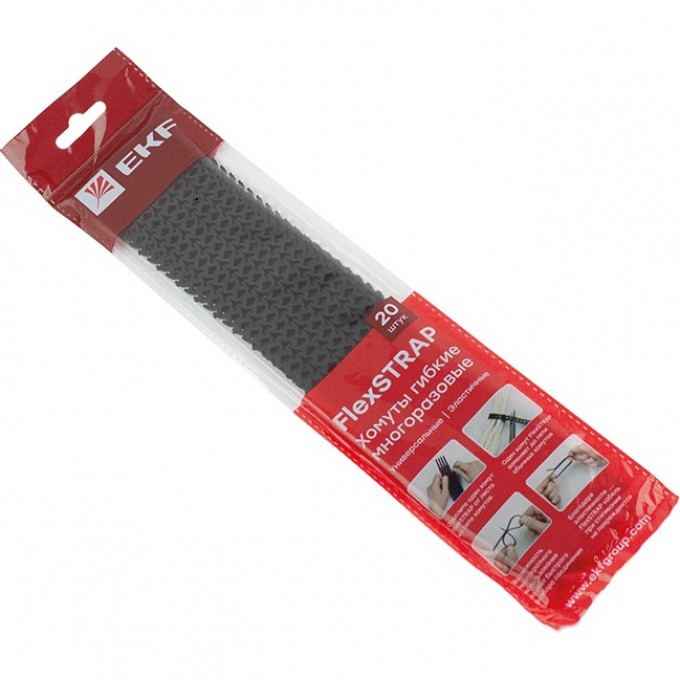 Хомут гибкий EKF (20 шт.) черный FlexSTRAP plc-fs-br Хомут гибкий EKF (20 шт.) черный FlexSTRAP plc-fs-br