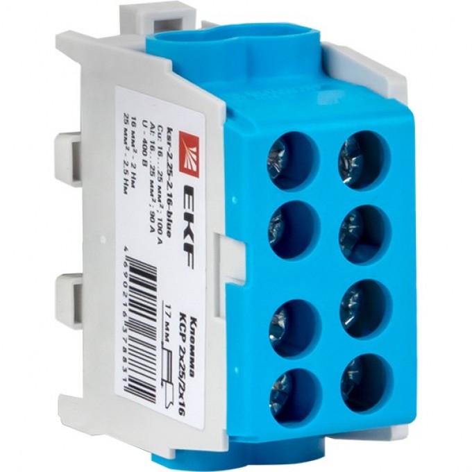 Клемма распределительная EKF PROXIMA КСР с двойным винтом 2x25/2x16 синяя ksr-2.25-2.16-blue Клемма распределительная EKF PROXIMA КСР с двойным винтом 2x25/2x16 синяя ksr-2.25-2.16-blue