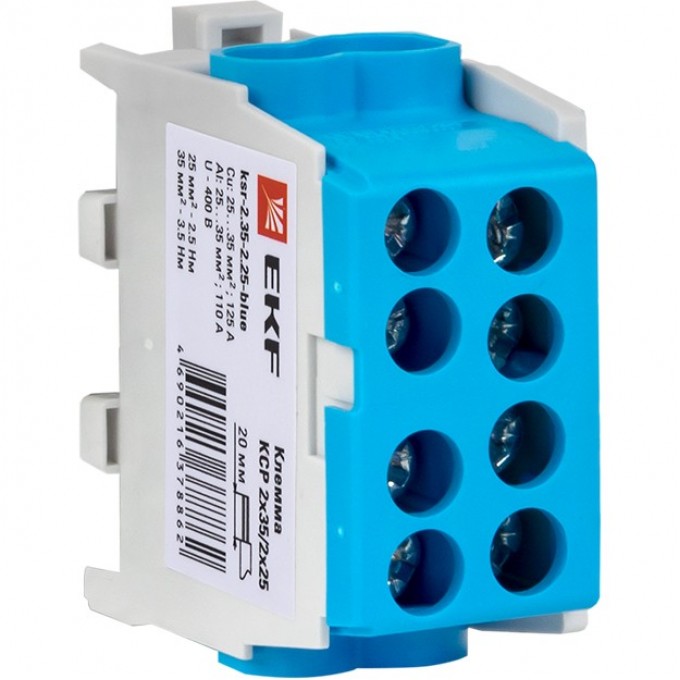Клемма распределительная EKF PROXIMA КСР с двойным винтом 2x35/2x25 синяя ksr-2.35-2.25-blue Клемма распределительная EKF PROXIMA КСР с двойным винтом 2x35/2x25 синяя ksr-2.35-2.25-blue