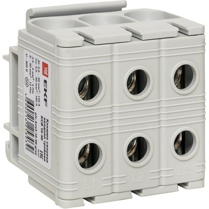 Клемма силовая вводная тройная EKF PROXIMA КСВ 16-50 серая plc-kvs3-16-50-grey Клемма силовая вводная тройная EKF PROXIMA КСВ 16-50 серая plc-kvs3-16-50-grey