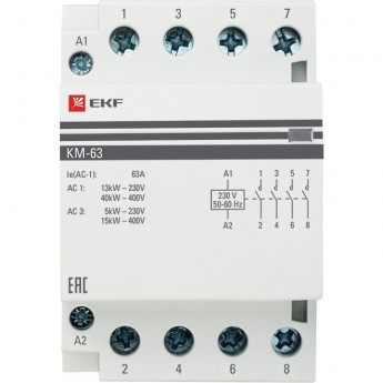 Контактор модульный EKF PROXIMA КМ 63А 4NО (3 мод.)