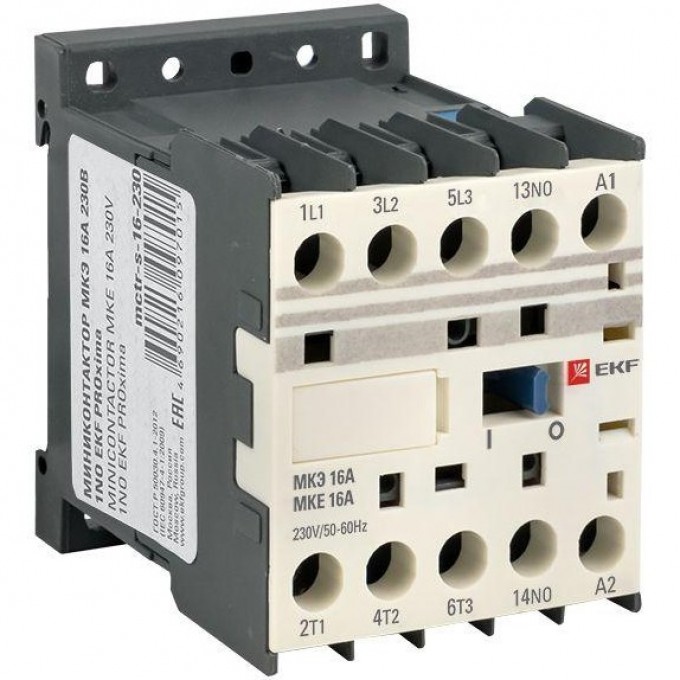 Миниконтактор EKF МКЭ, 16А, 230В, 1NO, PROxima Mctr-s-16-230 Миниконтактор EKF МКЭ, 16А, 230В, 1NO, PROxima Mctr-s-16-230