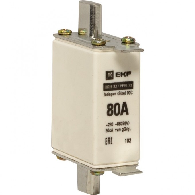 Плавкая вставка EKF PROxima ППН-33 100/ 80А габарит 00С fus-33/100/80 Плавкая вставка EKF PROxima ППН-33 100/ 80А габарит 00С fus-33/100/80