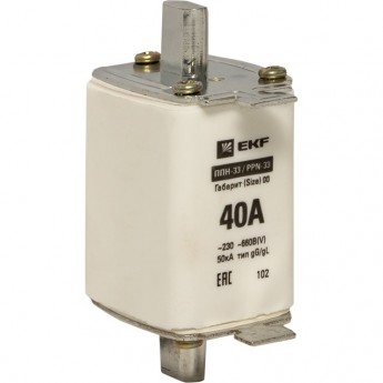 Плавкая вставка EKF PROxima ППН-33 160/ 40А габарит 00