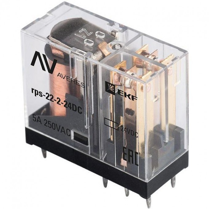 Промежуточное реле EKF AVERES slim, РП 22/2, 5A, 24В, DC, SQ rps-22-2-24DC Промежуточное реле EKF AVERES slim, РП 22/2, 5A, 24В, DC, SQ rps-22-2-24DC