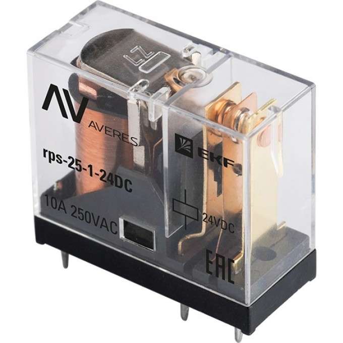 Реле промежуточное EKF AVERES РП slim 25/1 10A 24В DC rps-25-1-24DC Реле промежуточное EKF AVERES РП slim 25/1 10A 24В DC rps-25-1-24DC