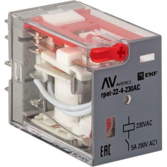 Реле промежуточное с кнопкой и мех. индикацией EKF AVERES RPAt 22/4 5A 230В AC rpat-22-4-230AC Реле промежуточное с кнопкой и мех. индикацией EKF AVERES RPAt 22/4 5A 230В AC rpat-22-4-230AC