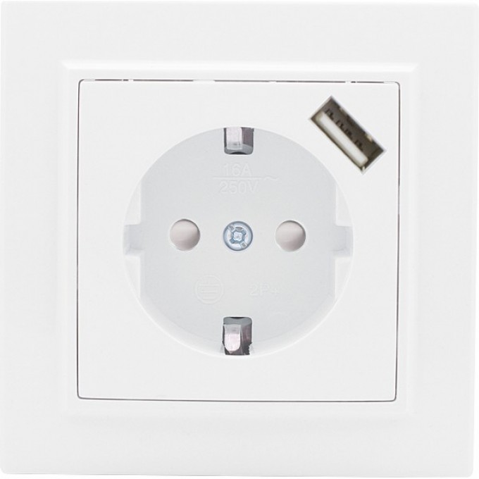 Розетка 1-местная EKF BASIC МИНСК СП с заземлением 16А белая с защ. штор. с USB 1А ERR16-028-100-USB Розетка 1-местная EKF BASIC МИНСК СП с заземлением 16А белая с защ. штор. с USB 1А ERR16-028-100-USB