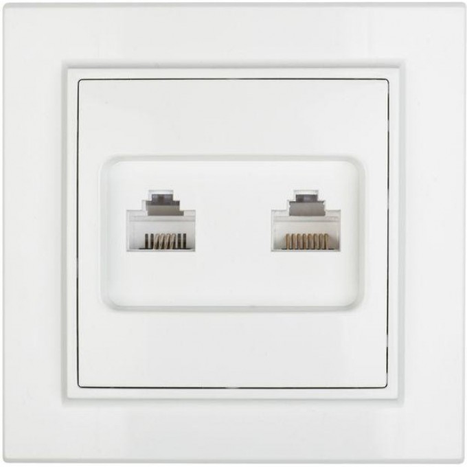 Розетка компьютерная + телефонная EKF 2-м СП Минск RJ45 + Phone бел. Basic ERK00-135-10 Розетка компьютерная + телефонная EKF 2-м СП Минск RJ45 + Phone бел. Basic ERK00-135-10