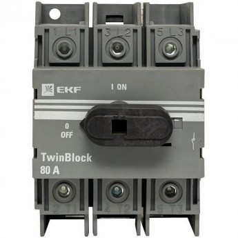 Рубильник EKF 3п 80А с рукояткой управления для прямой установки TwinBlock PROxima