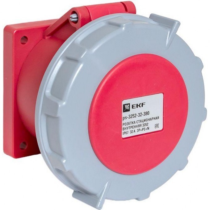 Стационарная внутренняя розетка EKF PROxima 3252, 3Р+РЕ+N, 32А, 380В, IP67 ps-3252-32-380 Стационарная внутренняя розетка EKF PROxima 3252, 3Р+РЕ+N, 32А, 380В, IP67 ps-3252-32-380