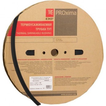 Трубка термоусадочная EKF ТУТ нг 20/10 черн. (уп.100м)