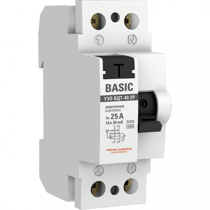 Устройство защитного отключения УЗО EKF Basic ВД-40 2P 25А/30мА электронный elcb-2-25-30e-sim Устройство защитного отключения УЗО EKF Basic ВД-40 2P 25А/30мА электронный elcb-2-25-30e-sim