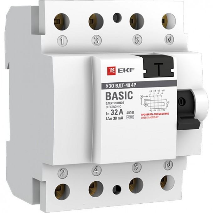 Устройство защитного отключения УЗО EKF BASIC ВДТ-40 4P 40А/ 30мА (электронное) elcb-4-40-30e-sim Устройство защитного отключения УЗО EKF BASIC ВДТ-40 4P 40А/ 30мА (электронное) elcb-4-40-30e-sim