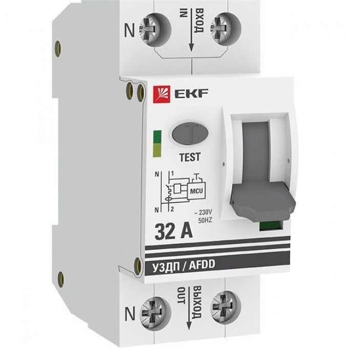 Устройство защиты от дугового пробоя EKF PROxima 1P+N, 32А, 6 кА, УЗДП afdd-2-32C-pro Устройство защиты от дугового пробоя EKF PROxima 1P+N, 32А, 6 кА, УЗДП afdd-2-32C-pro
