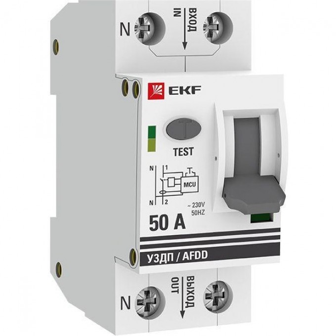 Устройство защиты от дугового пробоя EKF (УЗДП) 1P+N 50А PROxima afdd-2-50-pro Устройство защиты от дугового пробоя EKF (УЗДП) 1P+N 50А PROxima afdd-2-50-pro