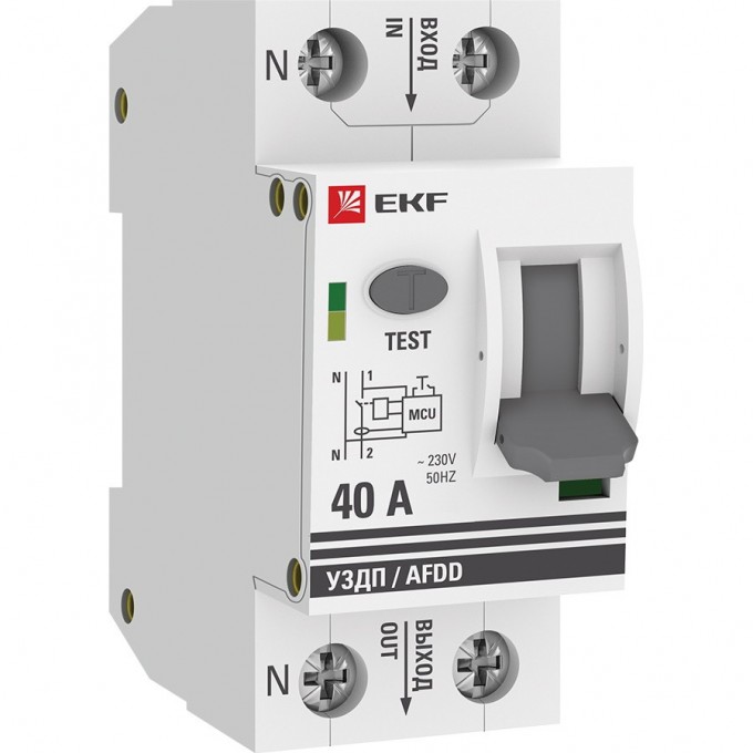 Устройство защиты от дугового пробоя EKF (УЗДП) 2P 40А PROxima AFDD-2-40-PRO Устройство защиты от дугового пробоя EKF (УЗДП) 2P 40А PROxima AFDD-2-40-PRO