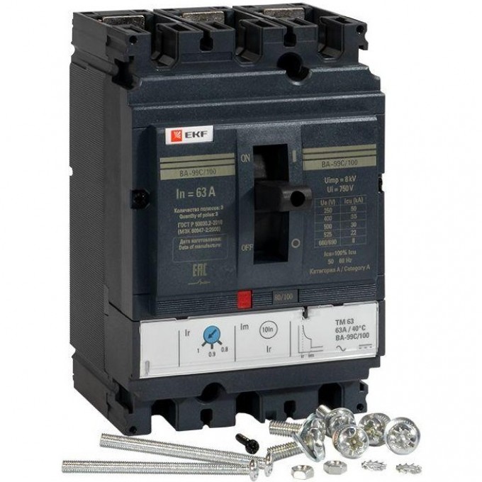 Выключатель автоматический EKF 3п 100/63А 36кА ВА-99C Compact NS PROxima mccb99C-100-63 Выключатель автоматический EKF 3п 100/63А 36кА ВА-99C Compact NS PROxima mccb99C-100-63