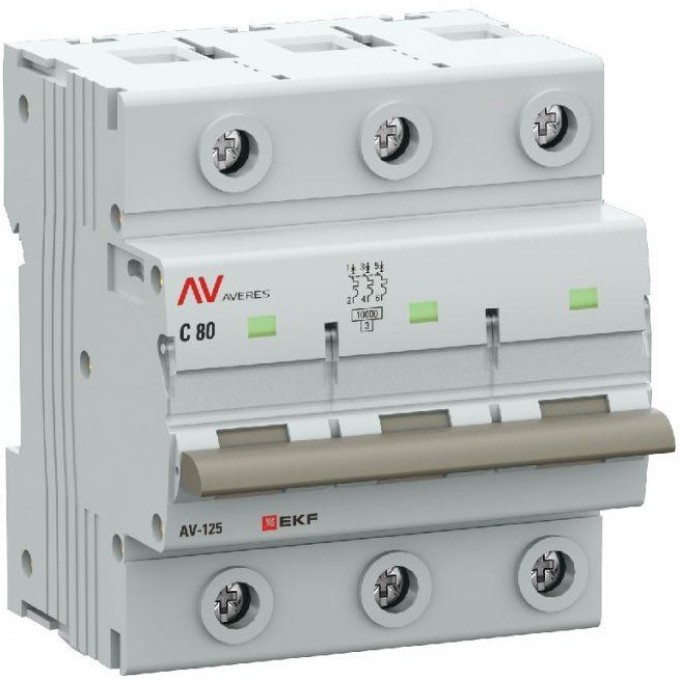 Выключатель автоматический EKF AV-125 3P 80A (C) 10kA AVERES mcb125-3-80C-av Выключатель автоматический EKF AV-125 3P 80A (C) 10kA AVERES mcb125-3-80C-av