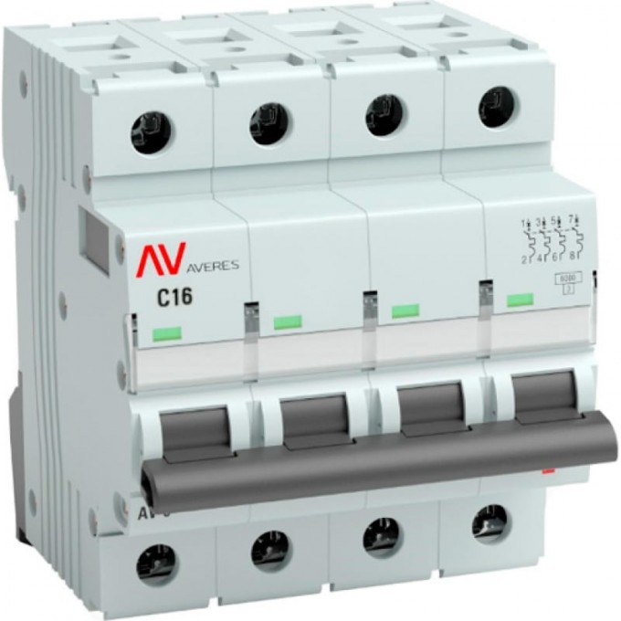 Выключатель автоматический EKF AV-6 4P 16A (C) 6кА AVERES MCB6-4-16C-AV Выключатель автоматический EKF AV-6 4P 16A (C) 6кА AVERES MCB6-4-16C-AV