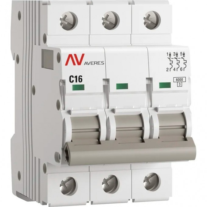 Выключатель автоматический EKF AVERES AV-6 3P 16A (C) 6kA mcb6-3-16C-av Выключатель автоматический EKF AVERES AV-6 3P 16A (C) 6kA mcb6-3-16C-av