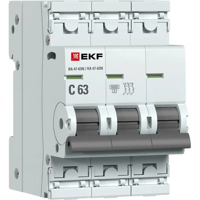 Выключатель автоматический EKF PROXIMA 3P 63А (C) 6кА ВА 47-63N M636363C Выключатель автоматический EKF PROXIMA 3P 63А (C) 6кА ВА 47-63N M636363C