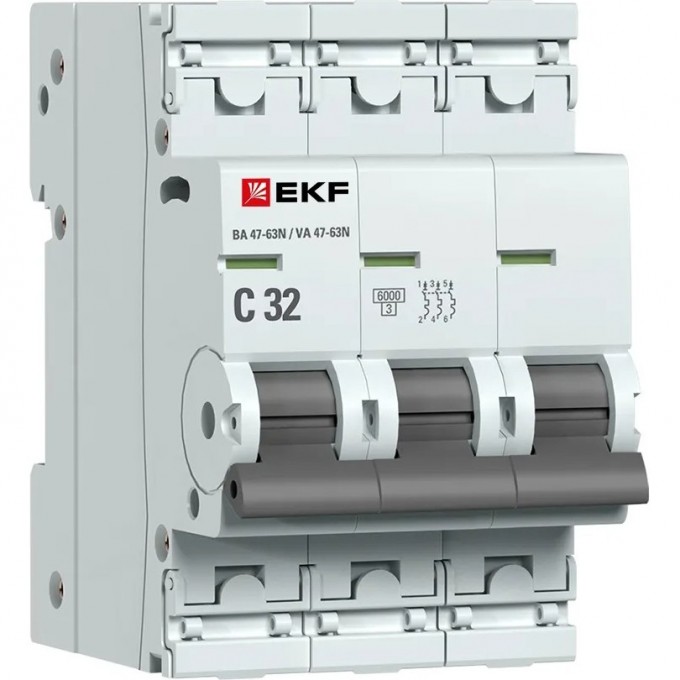 Выключатель автоматический EKF PROXIMA 3P C 32А 6кА ВА 47-63N M636332C Выключатель автоматический EKF PROXIMA 3P C 32А 6кА ВА 47-63N M636332C
