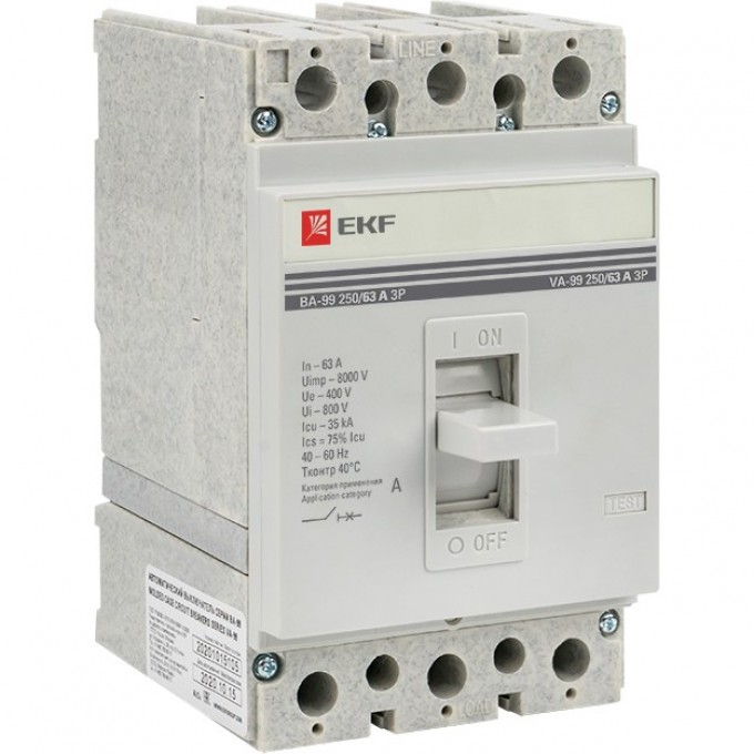 Выключатель автоматический EKF PROXIMA ВА-99 250/ 63А 3P 35кА mccb99-250-63 Выключатель автоматический EKF PROXIMA ВА-99 250/ 63А 3P 35кА mccb99-250-63