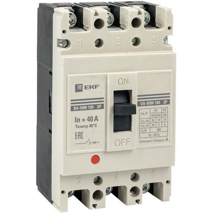Выключатель автоматический EKF ВА-99М 100/40А 3P 35кА PROxima mccb99-100-40m Выключатель автоматический EKF ВА-99М 100/40А 3P 35кА PROxima mccb99-100-40m