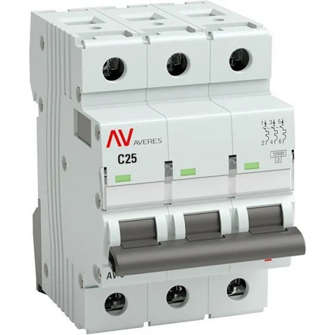 Выключатель автоматический модульный EKF 3п C 25А 10кА AV-10 AVERES EKF mcb10-3-25C-av Выключатель автоматический модульный EKF 3п C 25А 10кА AV-10 AVERES EKF mcb10-3-25C-av