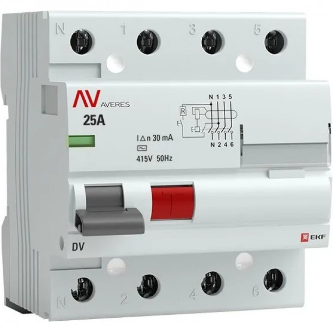 Выключатель дифференциального тока EKF (УЗО) 4п 25А 30мА тип AC DV AVERES EKF rccb-4-25-30-ac-av Выключатель дифференциального тока EKF (УЗО) 4п 25А 30мА тип AC DV AVERES EKF rccb-4-25-30-ac-av