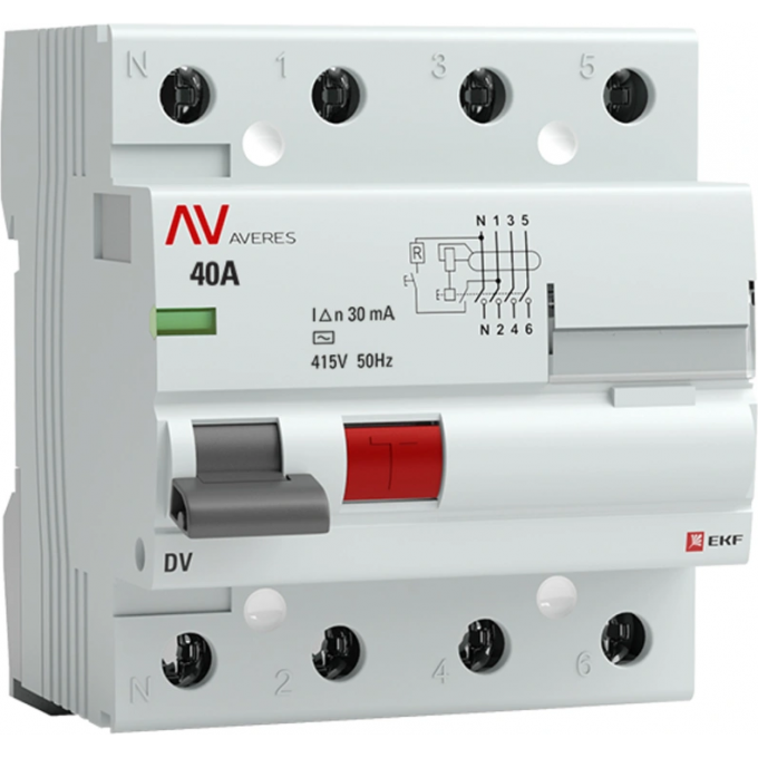 Выключатель дифференциального тока (УЗО) EKF 4п 40А 30мА тип AC DV AVERES rccb-4-40-30-ac-av Выключатель дифференциального тока (УЗО) EKF 4п 40А 30мА тип AC DV AVERES rccb-4-40-30-ac-av